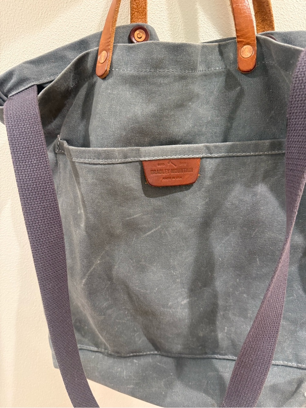 bradley mountain Coal Tote Waxed Canvas Shoulder Bag Leather Handles USA - Picture 4 of 4